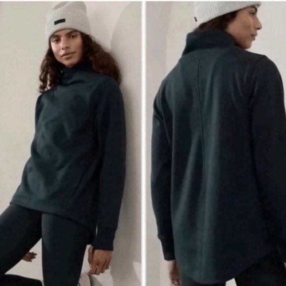 Athleta Cozy Karma Twist Neck Sweatshirt 
In Emerald Green W2226 Plus Size 1X - Picture 3 of 10